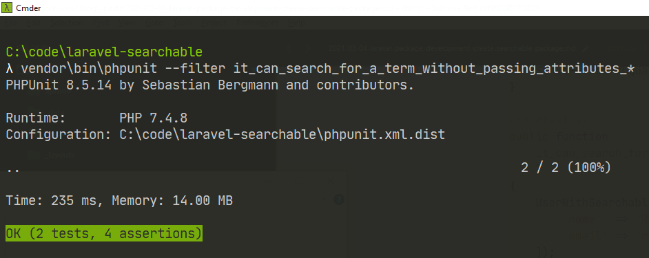 Laravel Searchable Package - testing snippet 3