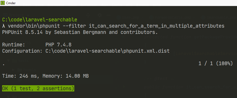 Laravel Searchable Package - testing snippet 1