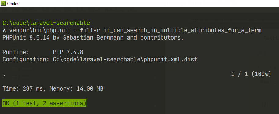 Laravel Searchable Package - testing snippet 2