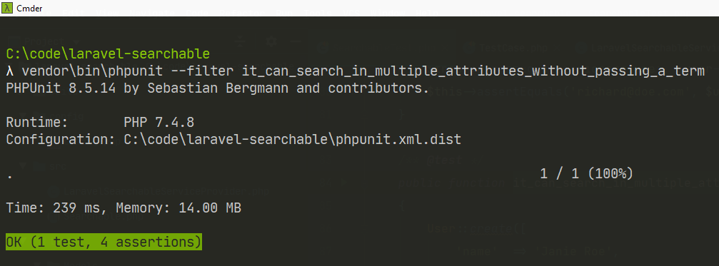 Laravel Searchable Package - testing snippet 4